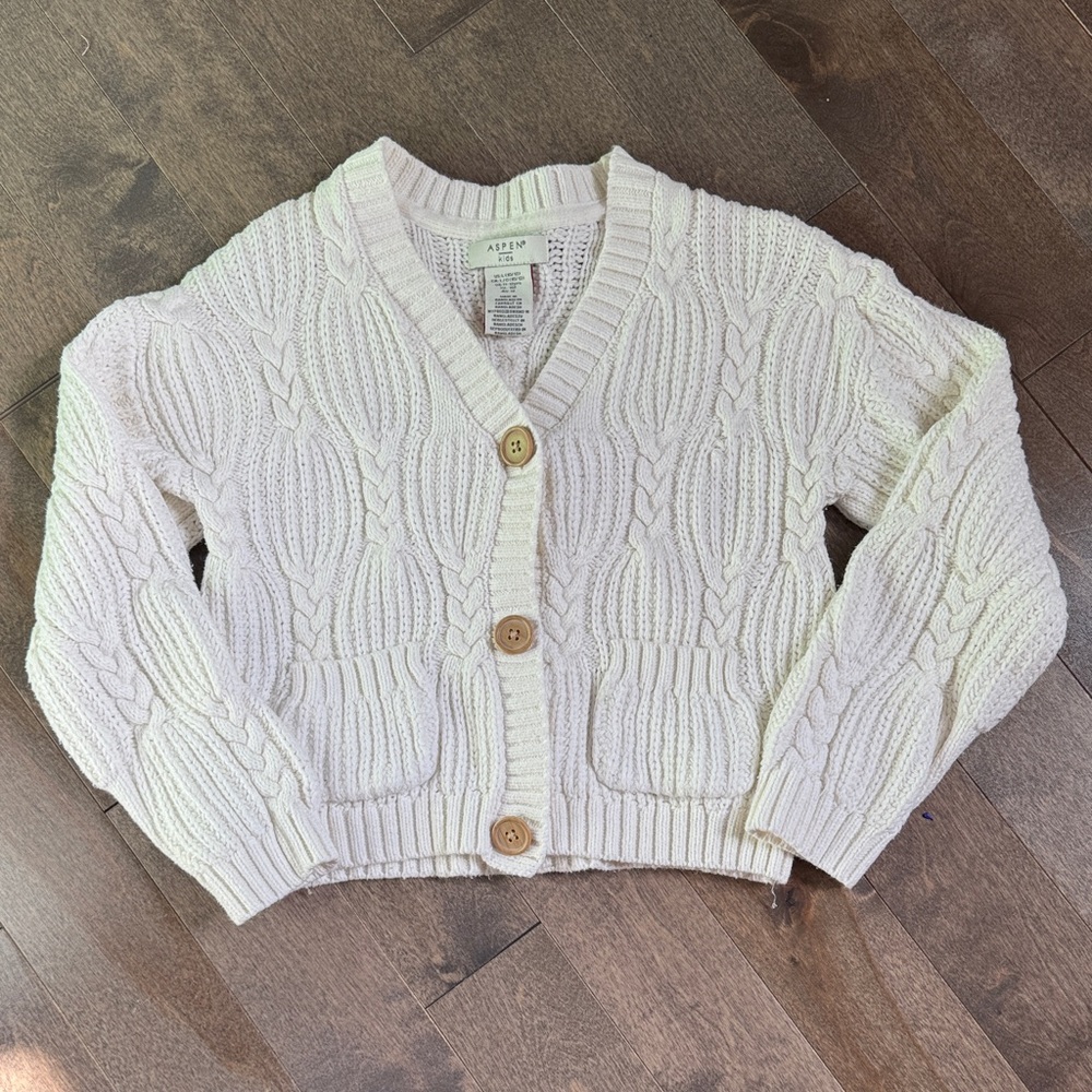 Cream Cable Knit Kids Cardigan